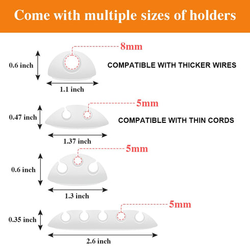 Shintop Cable Clips, 16 Pack White Cord Holder Adhesive Cable Organizer Wire Holder for Organizing Phones Chargers Desk Nightstand Car