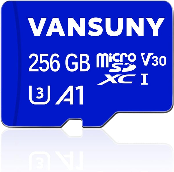 Vansuny Micro SD Card 256GB – microSDXC with SD Adapter, A1 App Performance V30 for Phone, Security Camera