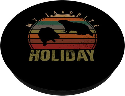 Happy Groundhog Day My Favorite Holiday Puppet Woodchuck Day PopSockets Swappable Grip