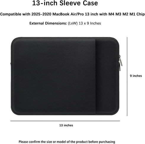 Laptop Sleeve for MacBook Air/Pro 13 inches (M4 M3 M2 M1 Chip 2025-2020) with 2 Pockets, Tablet Bag Case Accessories,