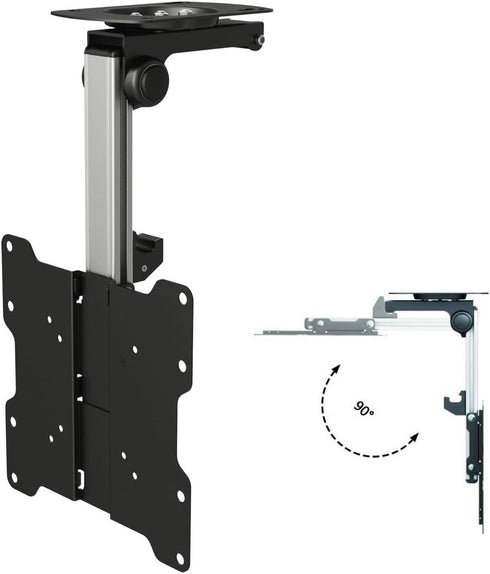 InstallerParts Folding TV Ceiling Mount, for 17 to 37 inch Flat Screen Display, Adjustable, Black