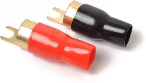 3 Pairs Copper Gold Plated 0 Gauge Spade Terminal Crimp Connectors Adapters Crimp Barrier Spades for Speaker Wire Cable Terminal Plug - 0GA (Red and Black) by Wakauto
