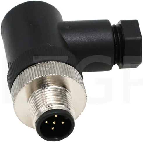 M12 Right Angle 5Pin Sensor Connector Waterproof Aviation Wire 12mm Male Plug Electrical Screw-Joint 1 Pack