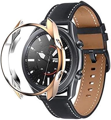 Compatible Samsung Galaxy Watch 3 Case 41MM 45MM, Soft Plated TPU Scratch-Resistant Protector Cover (Black, Clear)