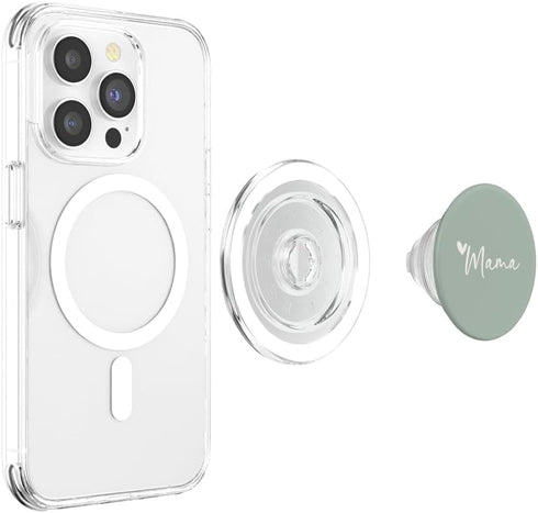 Mama and Mother Designs Vintage Green White Heart Mama PopSockets PopGrip for MagSafe