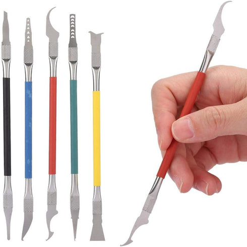 5pcs Dual Ends Metal Spudger Set, Professional Pry Opening Tools, Mainboard Chip Disassemble Kit for Mobile Phone