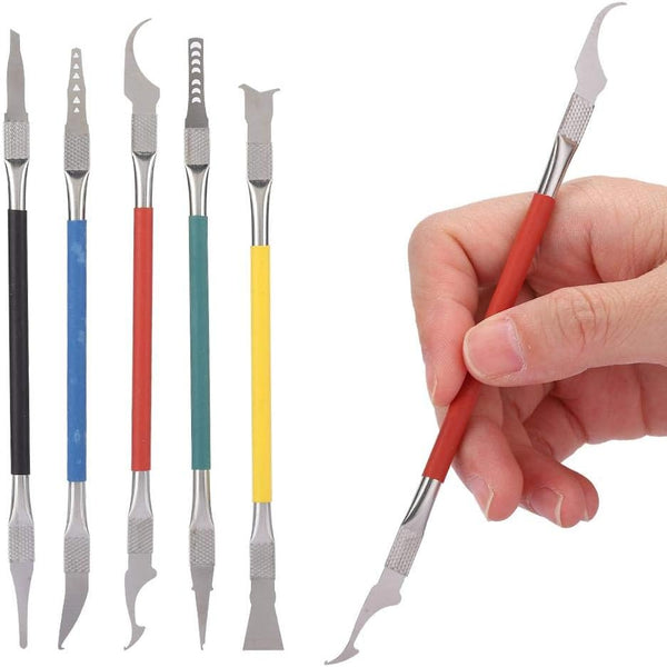 5pcs Dual Ends Metal Spudger Set, Professional Pry Opening Tools, Mainboard Chip Disassemble Kit for Mobile Phone