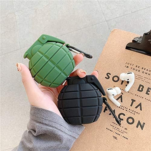 Silicone Case Compatible for Apple Airpods Pro, Funny Cute Retro Design Cover, Grenade Green