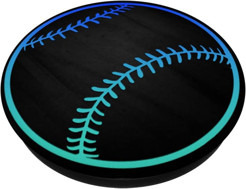 Turquoise Teal Blue Baseball Softball On a Black PopSockets Standard PopGrip