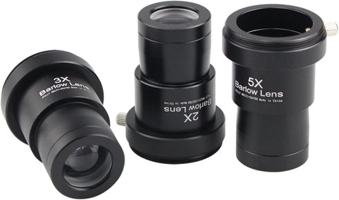 Telescope Barlow Lenses Kit - 2X-3X-5X, 1.25 Inch Telescope Accessory, Fully Metal Multi Coated Barlow Lens for