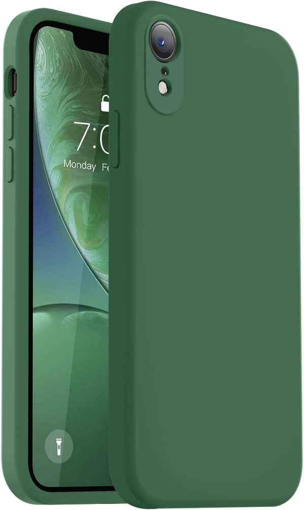 Vooii Upgraded Liquid Silicone Phone Case for iPhone XR, 6.1 inch, Green with Square Edges & Camera Protection