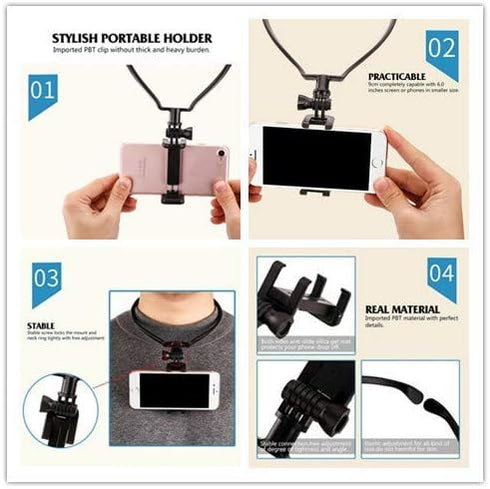 Neck Holder Lazy Neck Holder Stand, Universal Smart Phone Hanging Holder, Adjustable 4-6 inch Bracket