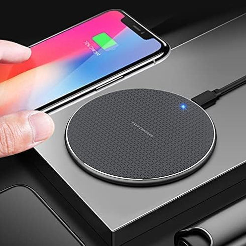 Universal 10W Wireless Fast Charging Pad (All Mobile Devices) Compatible with iPhone/Android/Apple/Samsung Models + More (Black)