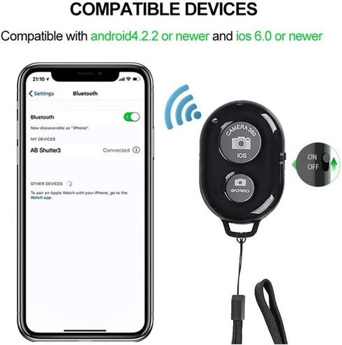 Wireless Camera Shutter Remote Control for Smart Phones, Compatible with iOS/Android (Pink+Green+White+Black)