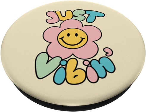 Happy Face Aesthetic Just Vibin’ Vibing Indie Aesthetic PopSockets Standard PopGrip