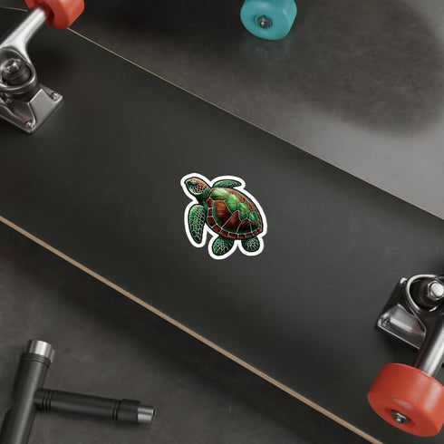 Weatherproof Sea Turtle Sticker Vinyl Decal, Small 4" Waterproof for Water Bottle, Mug, Laptop, Funny Gift ID44990