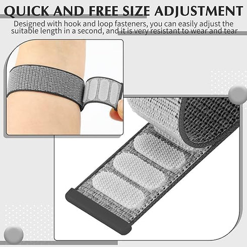 Smartwatch Band 22MM for IDW19, IDW16 - Nylon Adjustable Sport Stretchy Braided Solo Loop Strap