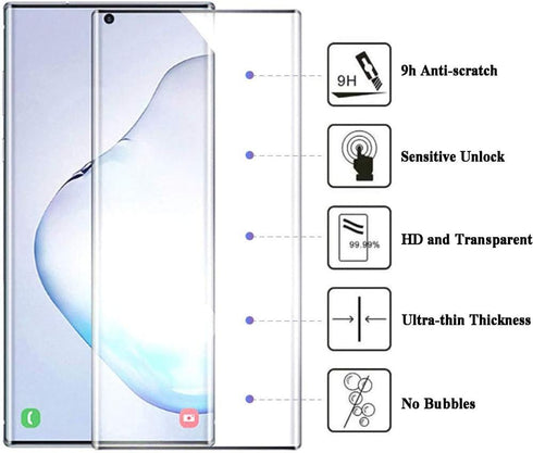 Samsung Galaxy Note10 Screen Protector, (2pcs) 9H Hardness 3D Full Coverage Tempered Glass