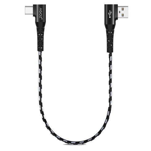 AGOZ 1ft Short USB C Cable, Fast Charger 90 Degree Right Angle Cord for Samsung Galaxy S24/S23/S22/S21, iPhone 15 Pro