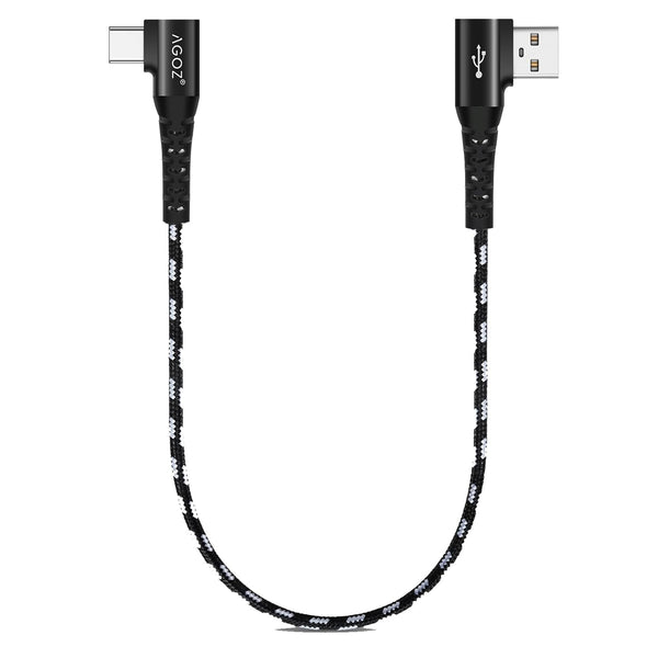 AGOZ 1ft Short USB C Cable, Fast Charger 90 Degree Right Angle Cord for Samsung Galaxy S24/S23/S22/S21, iPhone 15 Pro