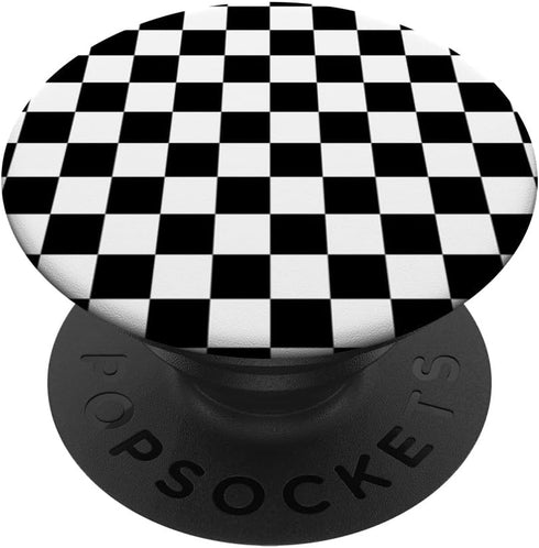 Black/White Classic Checkered Big Checkerboard PopSockets Standard PopGrip