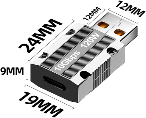 USB C Female to USB 3.1 Male Adapter, Zinc Alloy 10Gbps High-Speed Data Transfer PD 120W Charging (4-Pack)