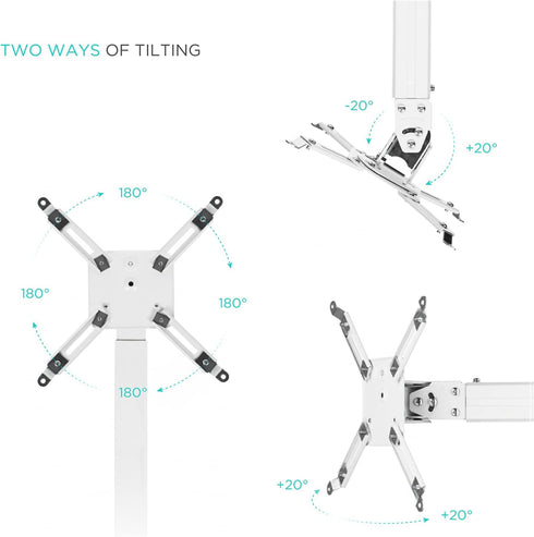 ONKRON Universal Projector Mount, Ceiling & Wall up to 22 lbs, Adjustable Height with Swivel