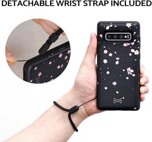 TORU CX PRO Case for Galaxy S10 Plus, Slim Protective Cover with Card Holder, Hidden Wallet Flip Slot, Flowers