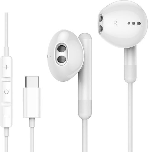 USB C Headphones for iPhone 15 Pro Max - USB C Earphones with Microphone, Wired Earbuds for Google Pixel, Samsung
