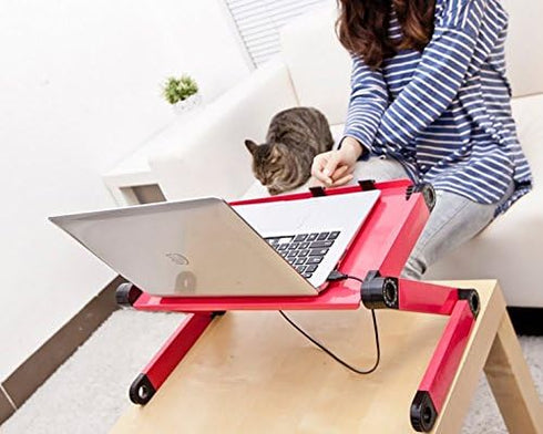 (420 260mm, Adjustable Laptop Computer Lap Desk Portable Multifunctional Cooling Ergonomic Vented Table TV Bed Tray