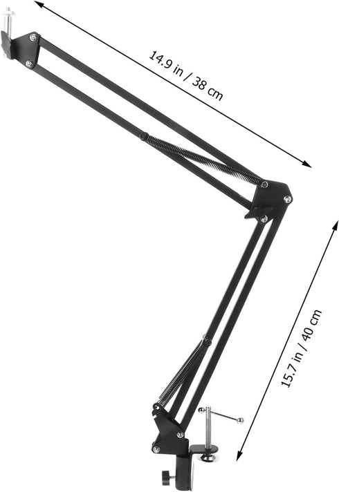 DIYEAH 1/4 Inch Metal Webcam Clamp Desktop Stand with Adjustable Scissor Arm Boom, Screw Interface, Black Suspension