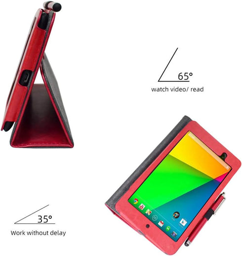 Premium Slim Synthetic Leather Flip Stand Case for Google Nexus 7 2013 FHD 2nd Gen Tablet, Magnetic Closure (Red)