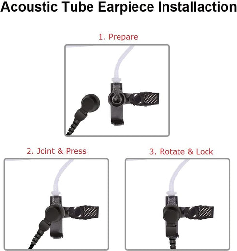SL300 TLK100 Acoustic Tube Earpiece with PTT Mic, Walkie Talkie Headset for Motorola SL Series 2 Way Radio
