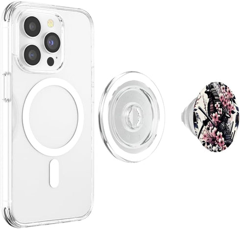 Cherry Blossom Design Sakura and Cherry Blossom PopSockets MagSafe PopGrip for iPhone