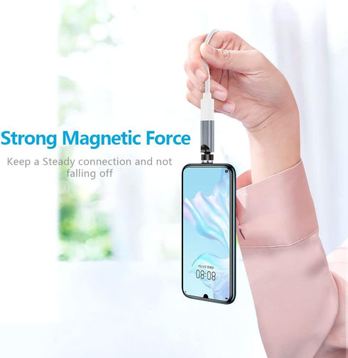 USB C Magnetic Adapter, 540 Degree Rotation 3 in 1 QC 3.0 Fast Charging Max Support 3A, Grey