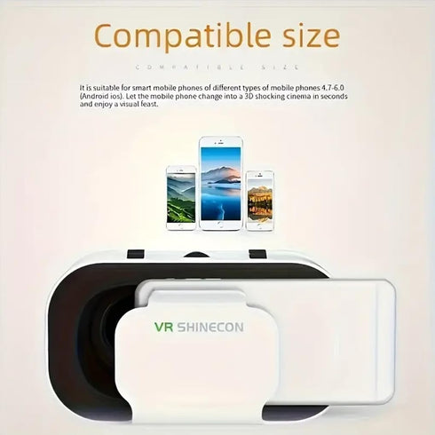 VR Headset for iPhone or Android Phone, Virtual Reality 3D Glasses for 4.7-6.5 inch Mobile