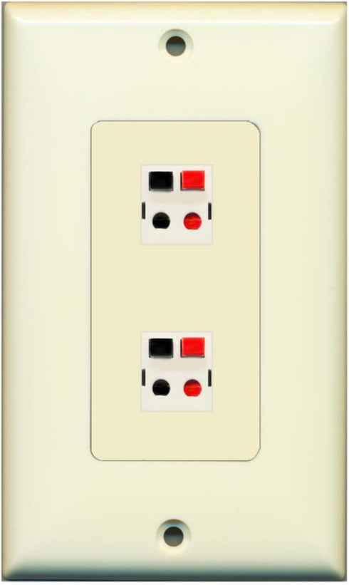 RiteAV 2 Port Speaker Decorative Wall Plate - Light Almond with Bracket Included