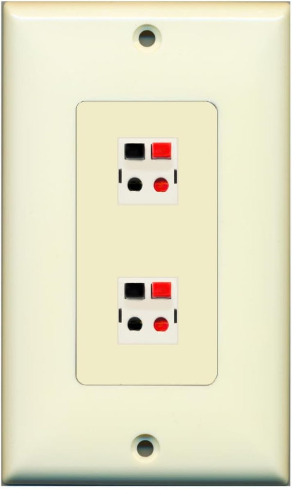 RiteAV 2 Port Speaker Decorative Wall Plate - Light Almond with Bracket Included