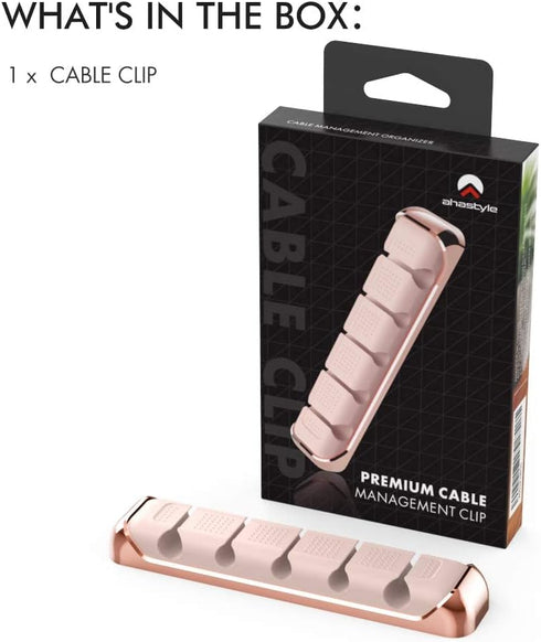 AHASTYLE 5 Slots Cable Organizer Holder, Desktop Cord Clips for USB Cable, Power Cord, Home Office (Pink)