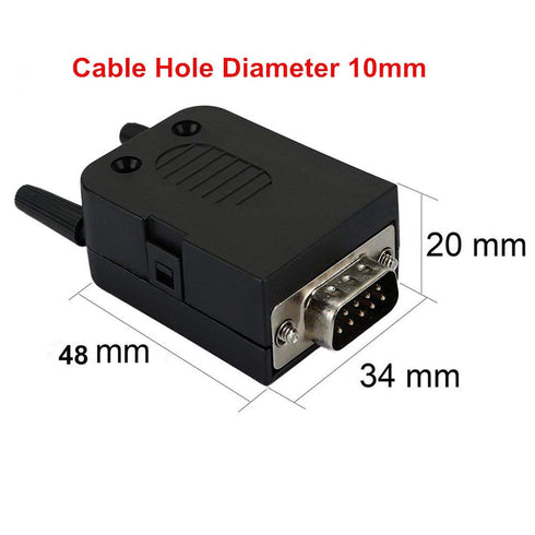Connector DB9 RS232 D-SUB Male Adapter to Screw Connector, 9 Pin Port with Case