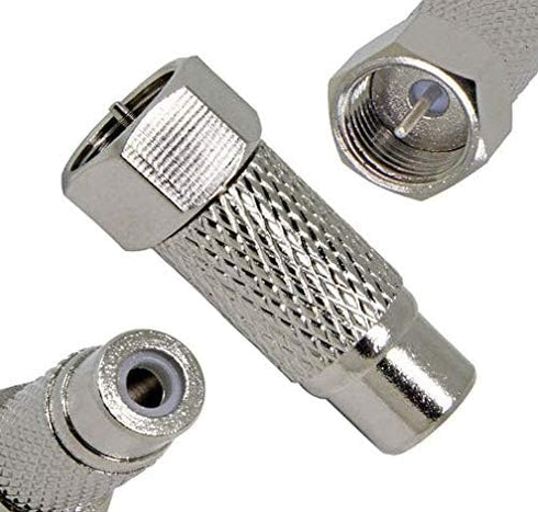 Accessonico F Type Male Plug to RCA Female Jack - RF Video TV Cable Adapter (4 Pack)