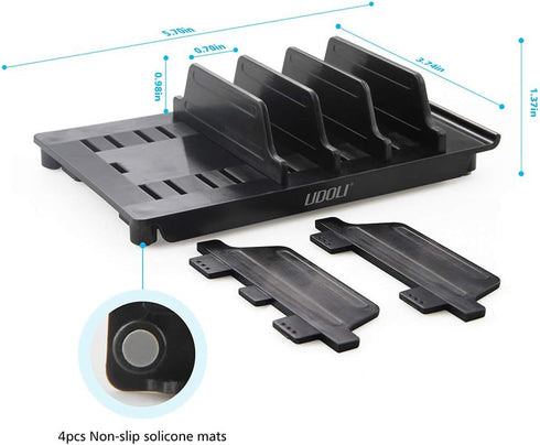 Adjustable Universal Multi Device Organizer Dock Stand Holder, Tablet Cell Phone Desktop Stand for iPhone Samsung Galaxy Google Nexus Kindle (Black)- No Charging Port