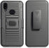 Case with Clip for Galaxy A10s, Nakedcellphone Black Rugged Cover with Finger Grip Stand, Built-in Mounting Plate, Belt