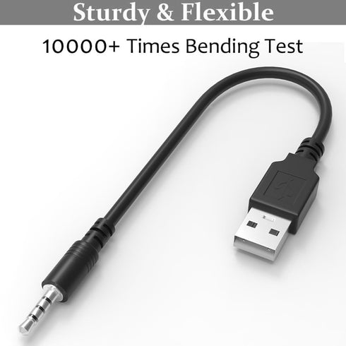 HUCAYD 3.5 mm 2.0 MP3 20cm Male AUX Audio Jack to USB Male Charge Cable Adapter Cord Player and Any Other Devices