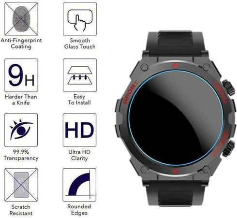 Screen Protector for S66 Smart Watch, 1.52-Inch, 9H Tempered Glass Protective Film (3PCS), Compatible with
