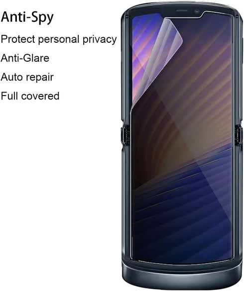 2 Pack Privacy Screen Protector for Motorola Razr 5G 2020, Anti-peep Soft Outside + Inside Screen Protector Scratch