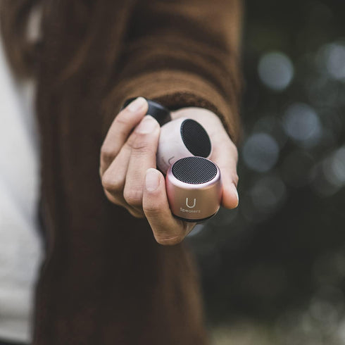 U Micro Speaker - Stylish Portable Wireless Bluetooth 5.0 Speaker with Built-in Mic & Remote Shutter, Rich Sound - Gold