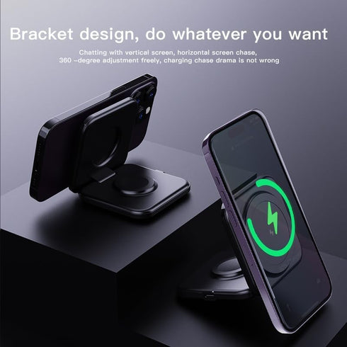 Foldable 3 in 1 Wireless Charger, Lightweight Portable Charging Station for iPhone 15 14 13 12, Compatible with