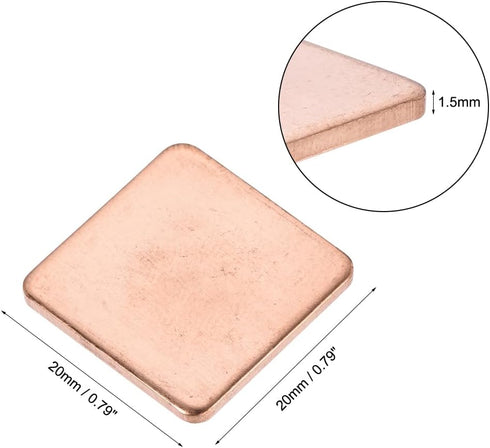 uxcell Flat IC Chipset Thermal Copper Heatsink for CPU GPU, 20 x 20 x 1.5mm, 20pcs