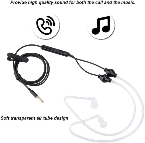 in-Ear Headphones, 3.5mm Anti-Radiation Air Acoustic Tube Earpiece Earphone with Microphone for Mobile Phone, Tablet,